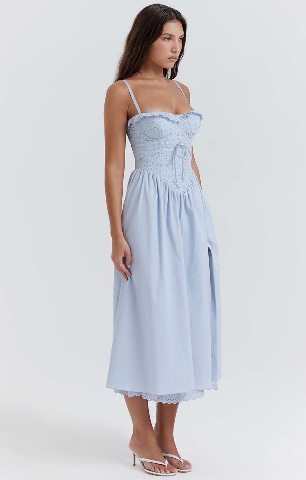 House of CB Jaime Soft Blue Broderie Anglais Midi SunDress