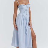 House of CB Jaime Soft Blue Broderie Anglais Midi SunDress