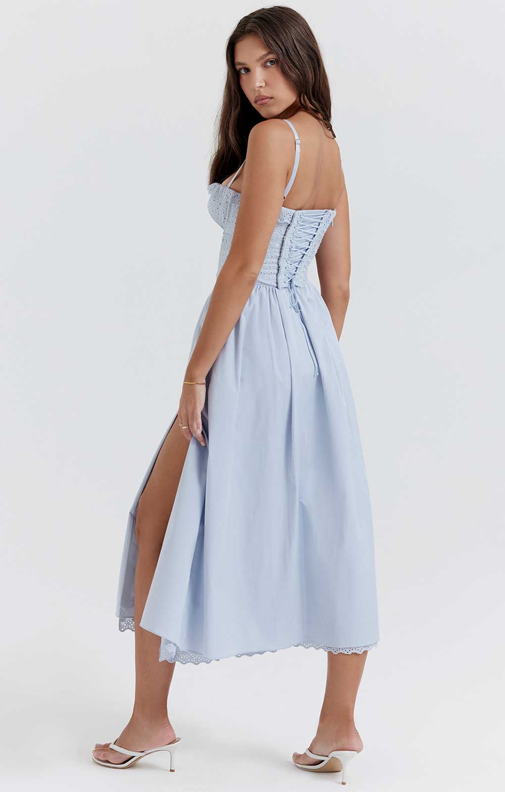 House of CB Jaime Soft Blue Broderie Anglais Midi SunDress