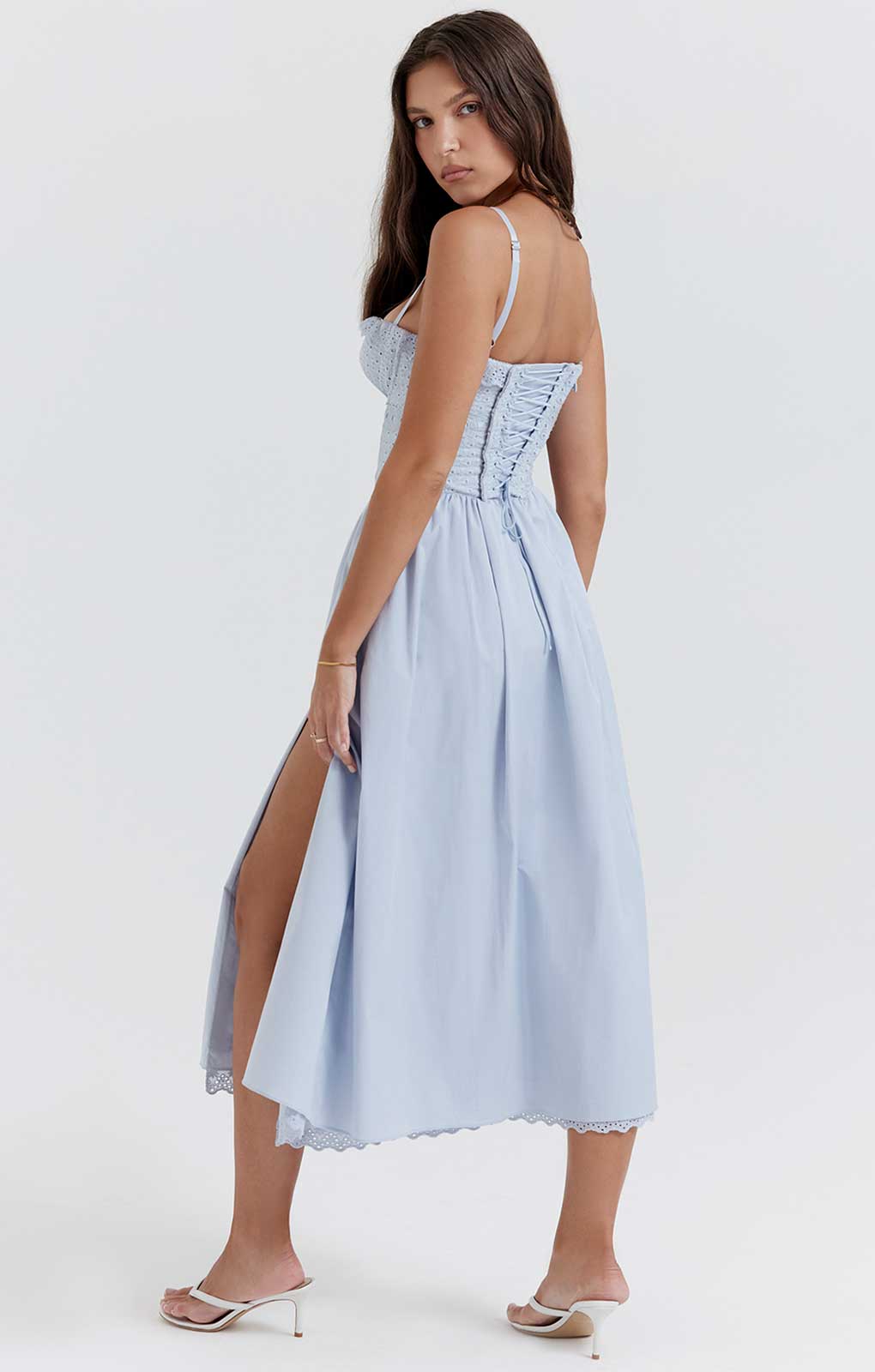 House of CB Jaime Soft Blue Broderie Anglais Midi SunDress product image