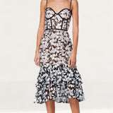 Jarlo All Over Lace Midi Dress With Ruffle Hem