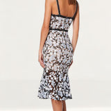 Jarlo Bette All Over Lace Midi Dress With Shoulder Straps