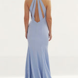 Jarlo Cecily Sky Blue Halterneck Maxi With Back Strap Detail