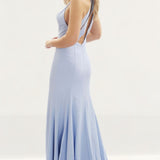 Jarlo Cecily Sky Blue Halterneck Maxi With Back Strap Detail