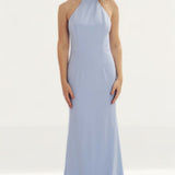 Jarlo Cecily Sky Blue Halterneck Maxi With Back Strap Detail