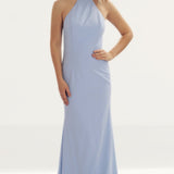 Jarlo Cecily Sky Blue Halterneck Maxi With Back Strap Detail