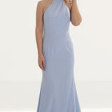 Jarlo Cecily Sky Blue Halterneck Maxi With Back Strap Detail