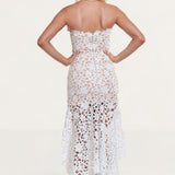 Jarlo White Lace Cutout Summer Bandeau Dress