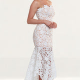 Jarlo White Lace Cutout Summer Bandeau Dress