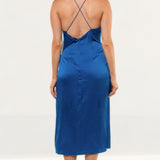 Jay Godfrey Cobalt Satin Slip Midi Dress