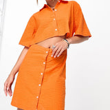 Jjxx Shirt Mini Dress With Cut Out Detail In Bright Orange