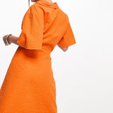 Jjxx Shirt Mini Dress With Cut Out Detail In Bright Orange