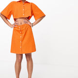 Jjxx Shirt Mini Dress With Cut Out Detail In Bright Orange