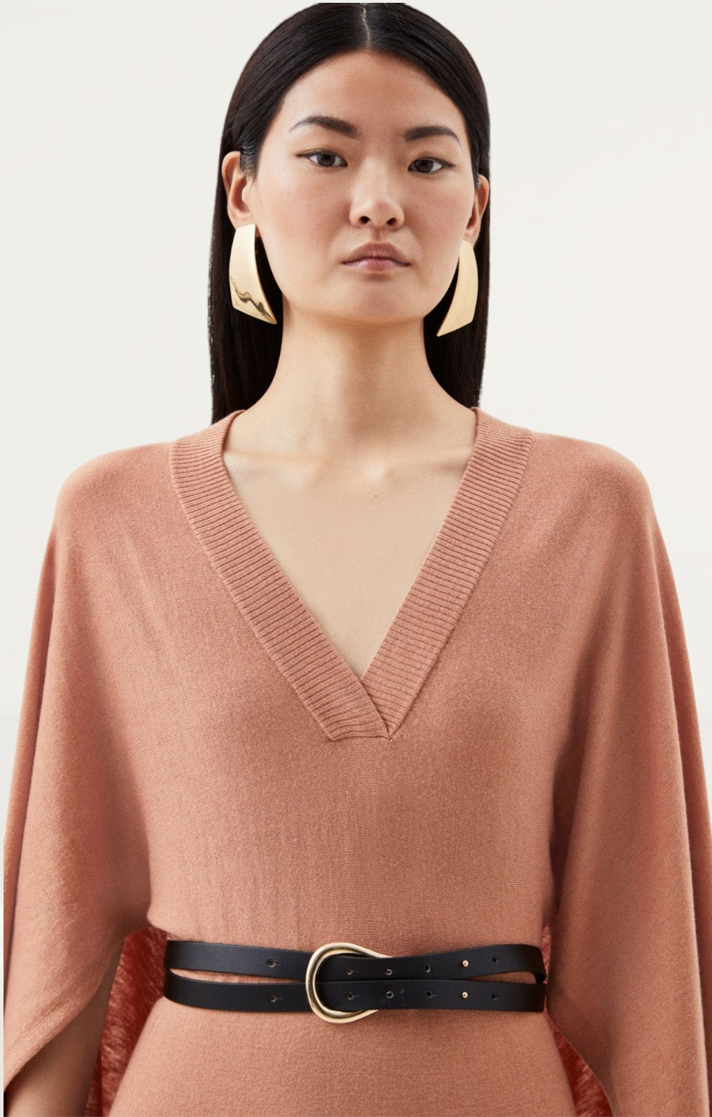 Karen Millen Cashmere Blend V Neck Drama Sleeve Midaxi Knit Dress
