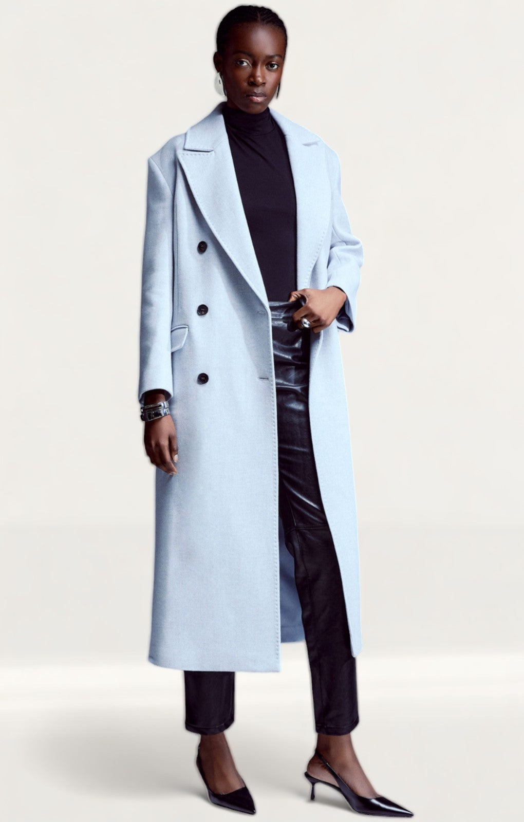 Karen Millen Italian Wool Blend Double Breasted Coat
