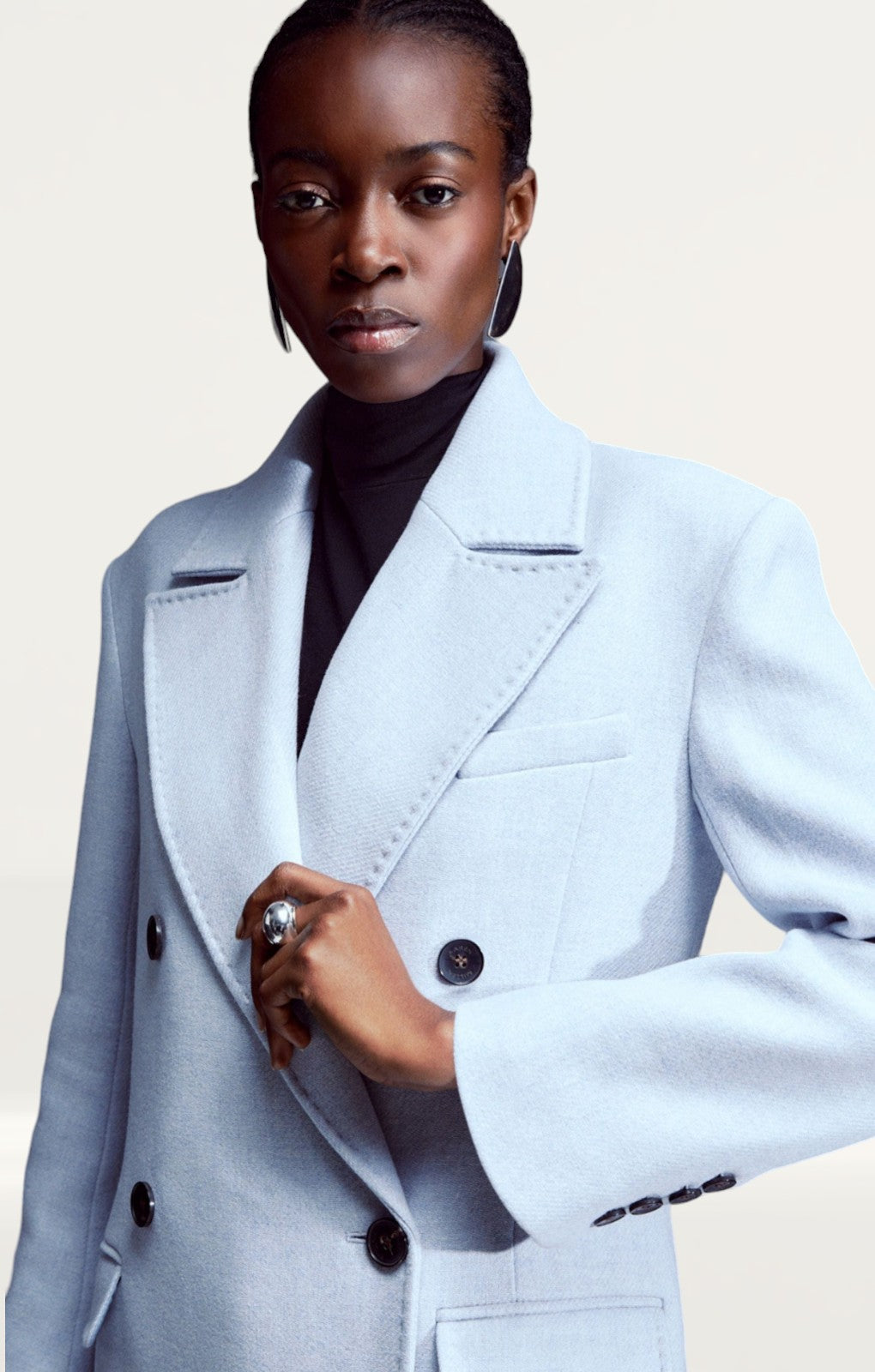 Karen Millen Italian Wool Blend Double Breasted Coat