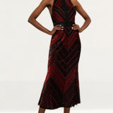 Karen Millen Premium Beaded Embellished Woven Midaxi Dress product image