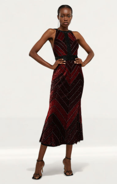 Rent Karen Millen Premium Beaded Embellished Woven Midaxi Dress