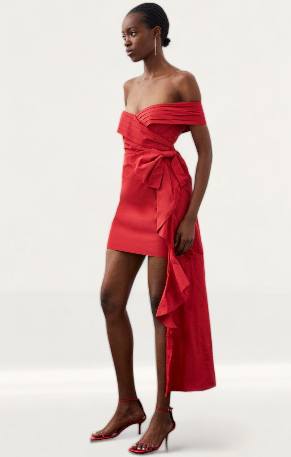 Karen Millen Tailored Off Shoulder Bow Drape Detail Mini Dress product image