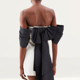 Karen Millen Tailored Taffeta Bow Detail Bardot Mini Dress