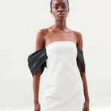 Karen Millen Tailored Taffeta Bow Detail Bardot Mini Dress