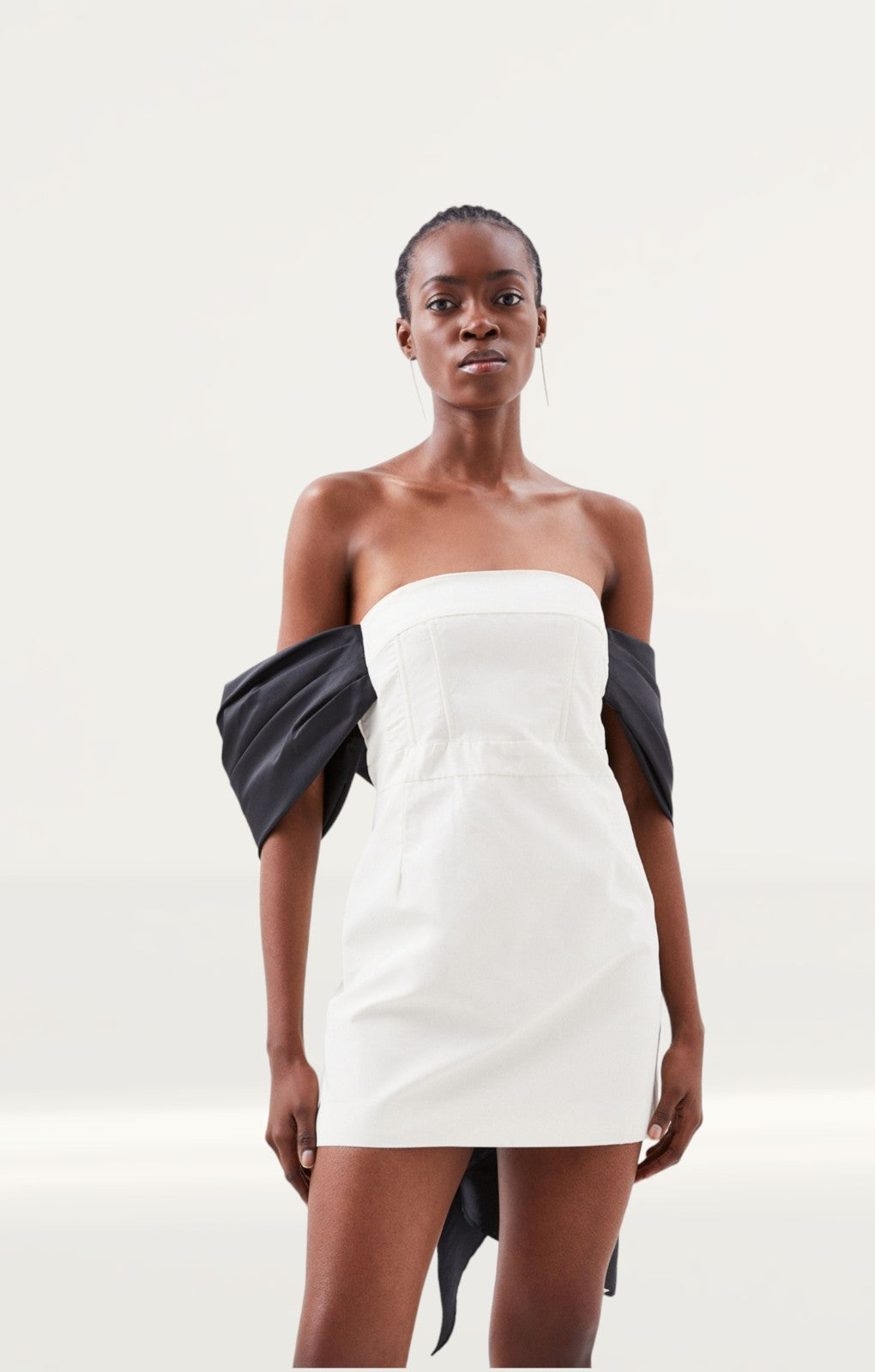 Karen Millen Tailored Taffeta Bow Detail Bardot Mini Dress