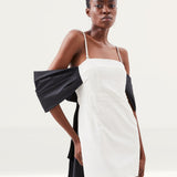 Karen Millen Tailored Taffeta Bow Detail Bardot Mini Dress