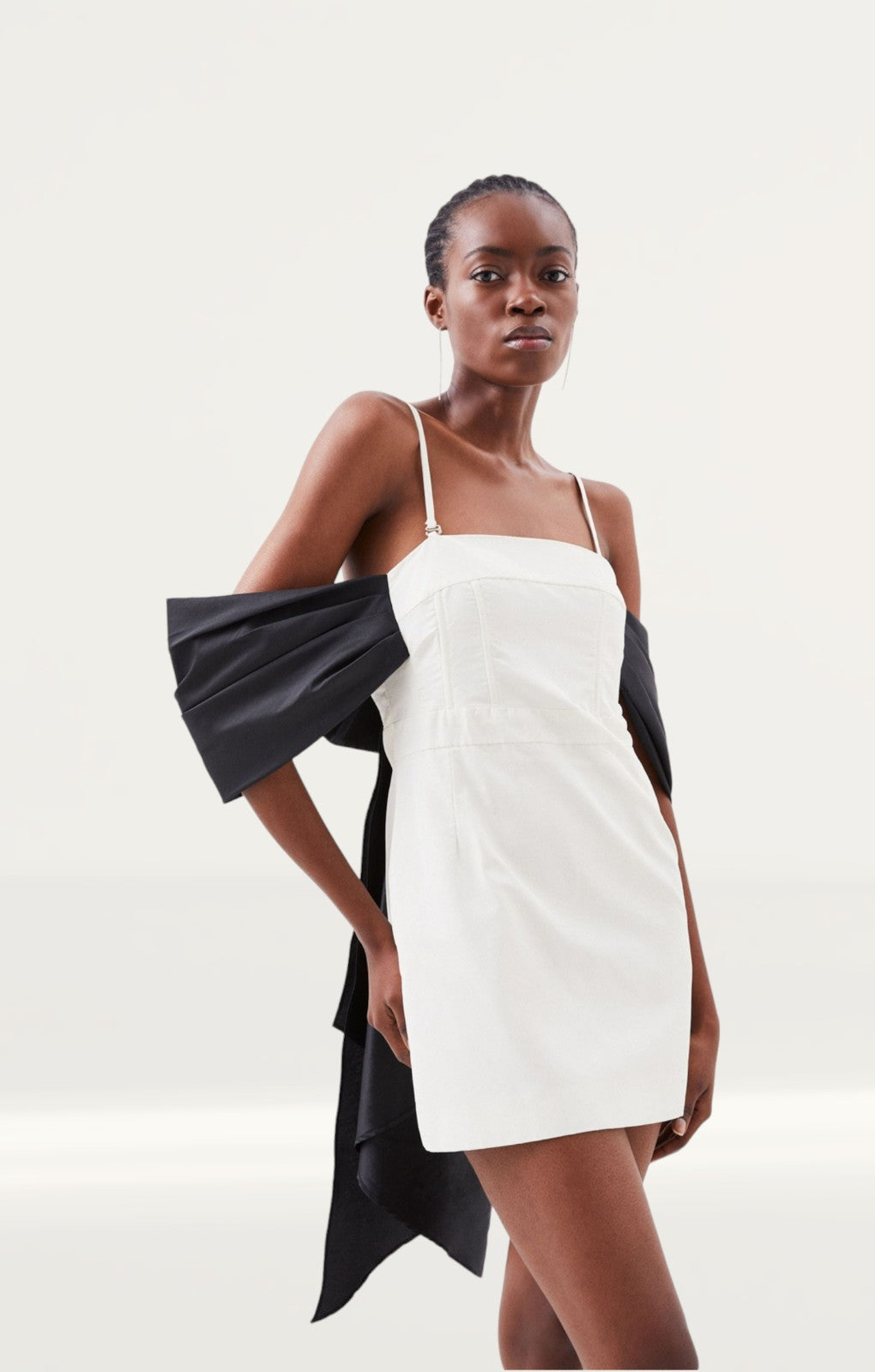 Karen Millen Tailored Taffeta Bow Detail Bardot Mini Dress