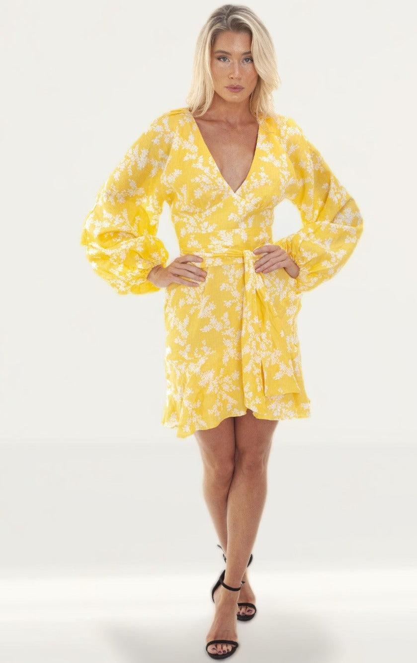 Keepsake The Label Fallen Long Sleeve Golden Floral Dress