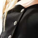 Kyo The Brand Long Sleeve Crop Top With Diamante Button Detail In Black