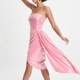Lavish Alice Statement Sequin Bandeau Dress in Pink product image