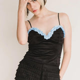 Labelrail X Julia Cumming Ruffle Detail Corset In Black And Blue
