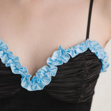 Labelrail X Julia Cumming Ruffle Detail Corset In Black And Blue