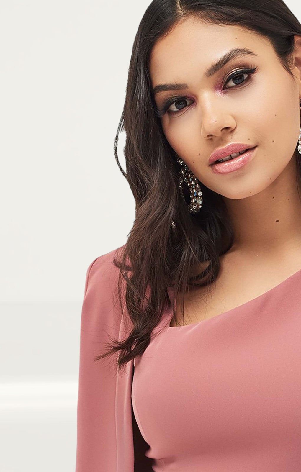 Rent Lavish Alice Asymmetric Neck Mini Cape Dress In Dusty Rose