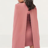 Lavish Alice Asymmetric Neck Mini Cape Dress In Dusty Rose product image