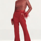 Lavish Alice Beaded and Sequin Tailored Jumpsuit in Burgundy product image