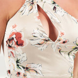 Lavish Alice Beige Floral One Shoulder Midi Dress product image