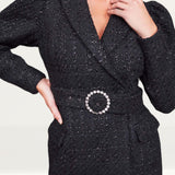 Lavish Alice Black Puff Sleeve Boucle Blazer Dress product image