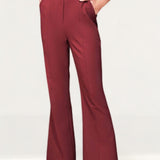 Lavish Alice Burgundy Corset Style Tailored Jacket And Flare Trousers