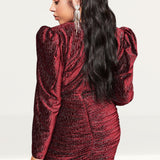 Lavish Alice Burgundy Diamante Velvet Wrap Mini Dress product image