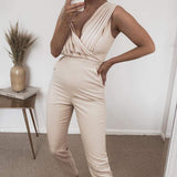 Lavish Alice Champagne One Shoulder Pleated Jumpsuit