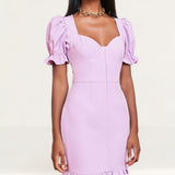 Lavish Alice Pastel Purple Underwire Corset Puff Sleeve Mini