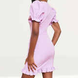 Lavish Alice Pastel Purple Underwire Corset Puff Sleeve Mini