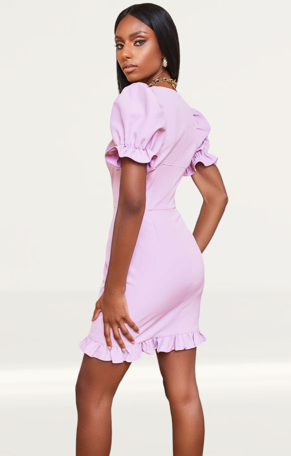 Lavish Alice Pastel Purple Underwire Corset Puff Sleeve Mini