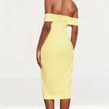 Lavish Alice Lemon Bustier Corset Wrap Midi Dress product image