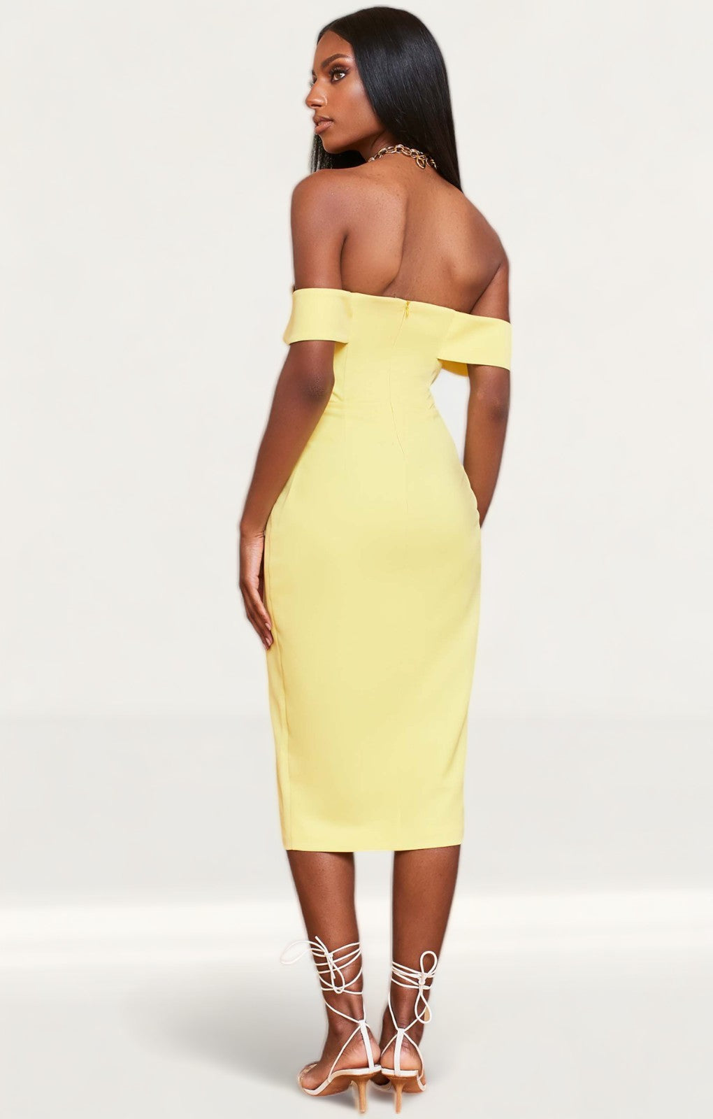 Lavish Alice Lemon Bustier Corset Wrap Midi Dress