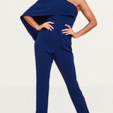 Lavish Alice Navy One Shoulder Cape Jumpsuit product image