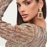 Lavish Alice One Sleeve Sequin Mini Dress In Gold