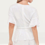 Lavish Alice Pleated Sequin Frill Double Tiered Playsuit In White Sequin product image