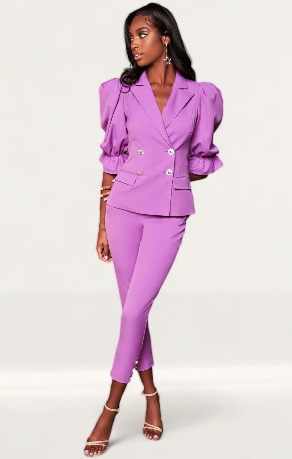 Lavish Alice Purple Balloon Sleeve Blazer And Corset Waist Trousers product image